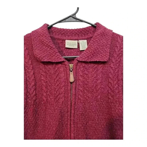 CLASSIC‎ ELEMENTS PETITE  Cardigan SWEATER Burgundy PL  Knit Cotton - Picture 8 of 10